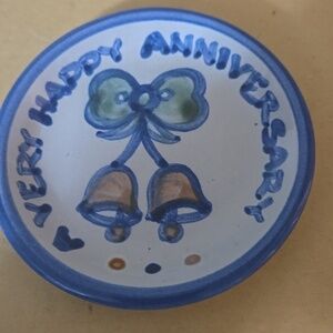 M. A. Hadley Blue Ceramic Anniversary Mini Plate Coaster 4.25 Inches